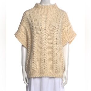 Ganni Cream Cable Knit Turtleneck Sweater